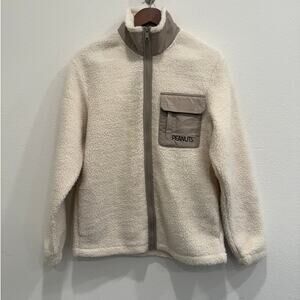 Peanuts X H&M XS Fleece Sherpa Cream Deep Pile Jacket Retro Snoopy Joe Cool
